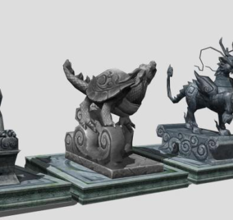 神兽朱雀玄武青龙sketchup模型下载_sketchup草图大师SKP模型