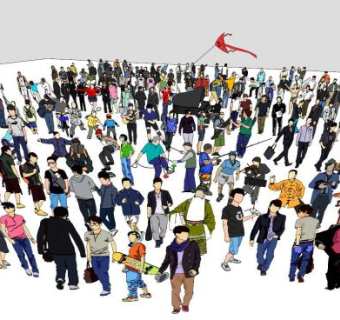 2d人物剪影skp模型下载_sketchup草图大师SKP模型