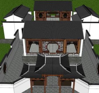 祠堂skp模型下载_sketchup草图大师SKP模型