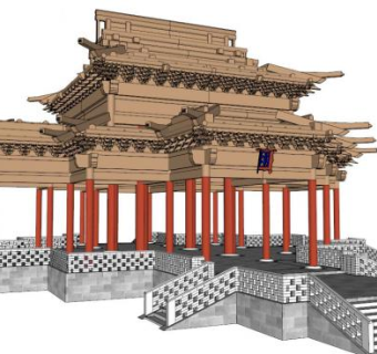 抱厦skp模型下载_sketchup草图大师SKP模型