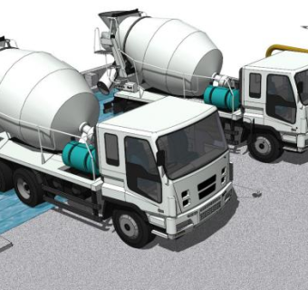 混泥土搅拌机车的SKP模型素材_su模型下载 草图大师模型_SKP模型