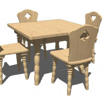 桌椅skp模型下载_sketchup草图大师SKP模型