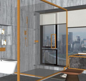 洗手间拉门skp模型下载_sketchup草图大师SKP模型