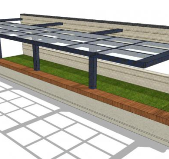 玻璃廊架skp模型下载_sketchup草图大师SKP模型