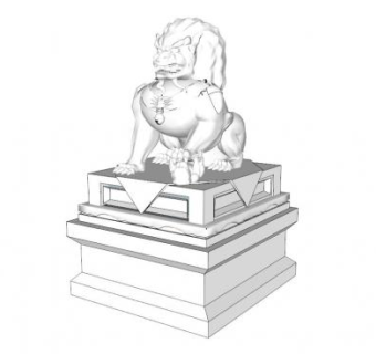 石狮雕塑skp模型下载_sketchup草图大师SKP模型