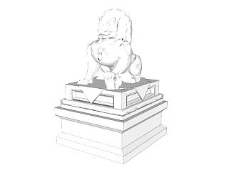 石狮雕塑skp模型下载_sketchup草图大师SKP模型