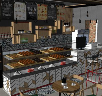 甜品店吧台skp模型下载_sketchup草图大师SKP模型