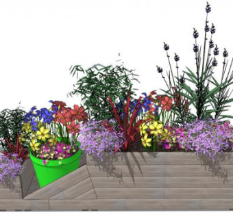 鲜花花盆花箱SU模型下载_sketchup草图大师SKP模型