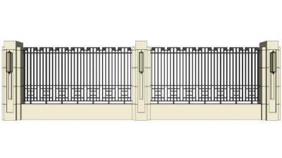 围墙铁艺栏杆skp模型下载_sketchup草图大师SKP模型