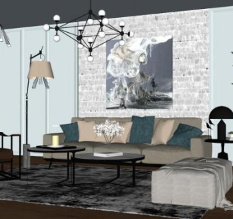 客厅skp模型下载_sketchup草图大师SKP模型