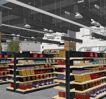 超市skp模型下载_sketchup草图大师SKP模型