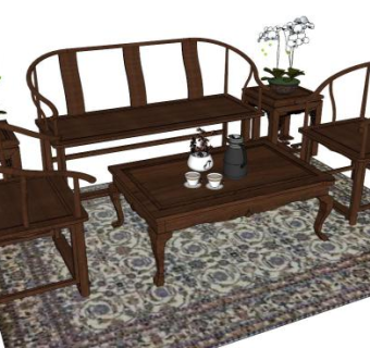 古典桌椅skp模型下载_sketchup草图大师SKP模型