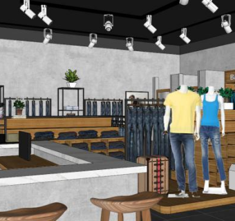 服装店SKP模型下载_sketchup草图大师SKP模型