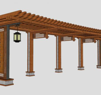 弧形廊架skp模型下载_sketchup草图大师SKP模型