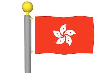 香港的旗幟skp模型下載_sketchup草圖大師SKP模型