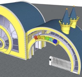 幼儿园入口景观skp模型下载_sketchup草图大师SKP模型