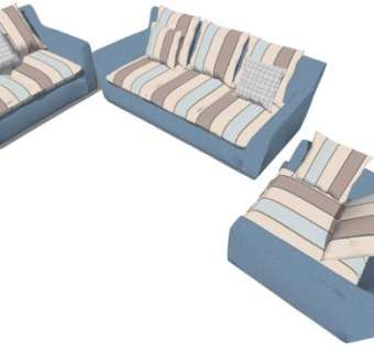 田园风格沙发skp模型下载_sketchup草图大师SKP模型