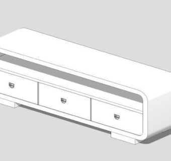 白色电视柜skp模型下载_sketchup草图大师SKP模型