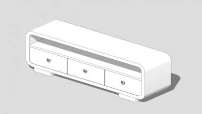 白色电视柜skp模型下载_sketchup草图大师SKP模型