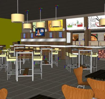 快餐店skp模型下载_sketchup草图大师SKP模型