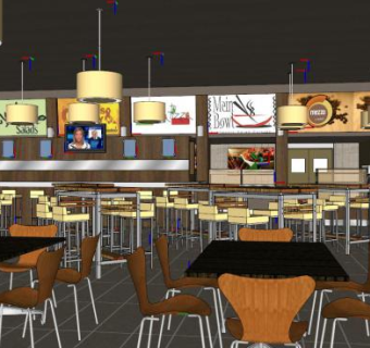 快餐厅skp模型下载_sketchup草图大师SKP模型