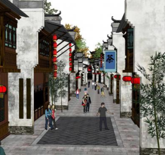 商业店铺skp模型下载_sketchup草图大师SKP模型