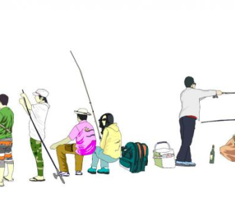 钓鱼人物skp模型下载_sketchup草图大师SKP模型