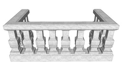 水泥围栏skp模型下载_sketchup草图大师SKP模型