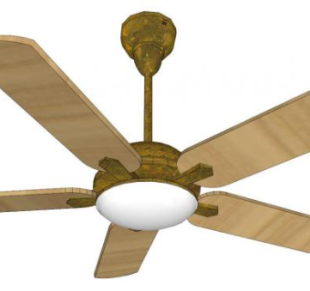 带风扇的吊灯skp模型下载_sketchup草图大师SKP模型