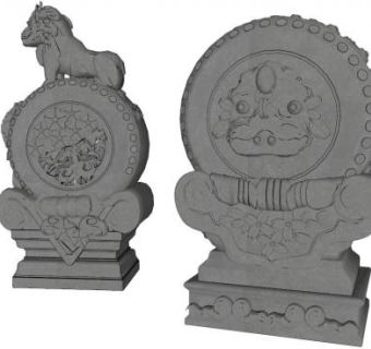 抱鼓石skp模型下载_sketchup草图大师SKP模型