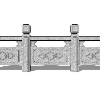 中式栏杆skp模型下载_sketchup草图大师SKP模型