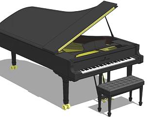 钢琴的素材skp模型下载_sketchup草图大师SKP模型