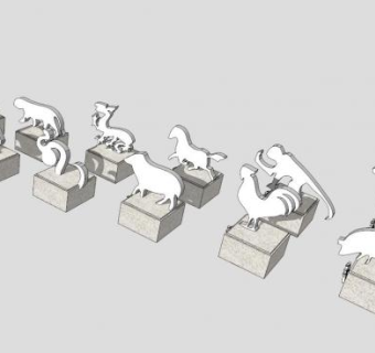 12生肖skp模型下载_sketchup草图大师SKP模型