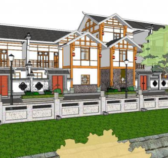 农村别墅skp模型下载_sketchup草图大师SKP模型