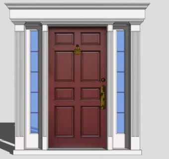 入户铜门skp模型下载_sketchup草图大师SKP模型