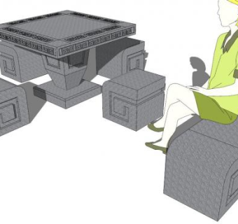 户外桌椅skp模型下载_sketchup草图大师SKP模型