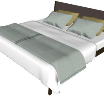 双人床skp模型下载_sketchup草图大师SKP模型