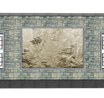 浮雕景墙skp模型下载_sketchup草图大师SKP模型