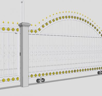 不锈钢栅栏门skp模型下载_sketchup草图大师SKP模型
