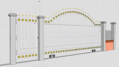 不锈钢栅栏门skp模型下载_sketchup草图大师SKP模型