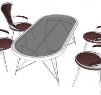 会展洽谈桌椅skp模型下载_sketchup草图大师SKP模型