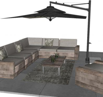 户外沙发skp模型下载_sketchup草图大师SKP模型