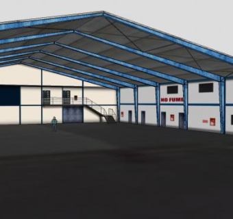 飞机机库厂房活动房钢架房模型