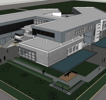 图书馆的SKP模型整体结构设计模型