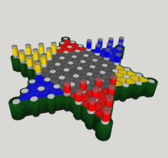 跳棋波珠棋棋盘的SKP模型素材_su模型下载 草图大师模型_SKP模型
