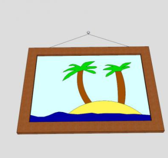 简单绿色的挂画壁画SKP模型_su模型下载 草图大师模型_SKP模型