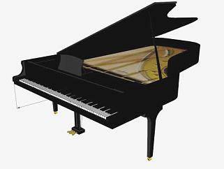 黑色的钢琴的SKP独立模型_su模型下载 草图大师模型_...