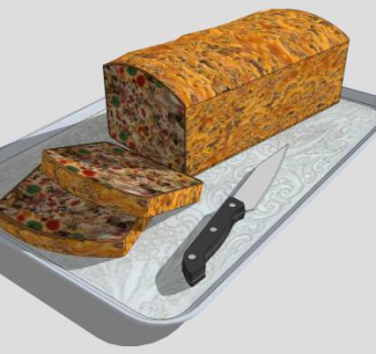 圣诞节传统食物托盘水果蛋糕刀的SKP模型_su模型下载 草图大师模型_SKP模型