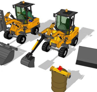 机械叉车模型_su模型下载 草图大师模型_SKP模型