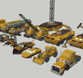 工程车叉车铲车模型_su模型下载 草图大师模型_SKP模型